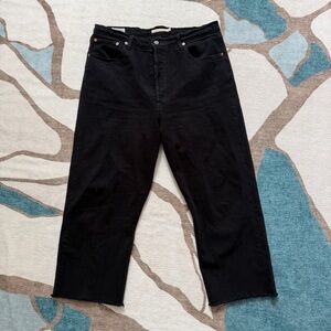 Levi’s | Ribcage Straight Ankle Jeans- Button Fly Raw Cut Off Hem High Waisted